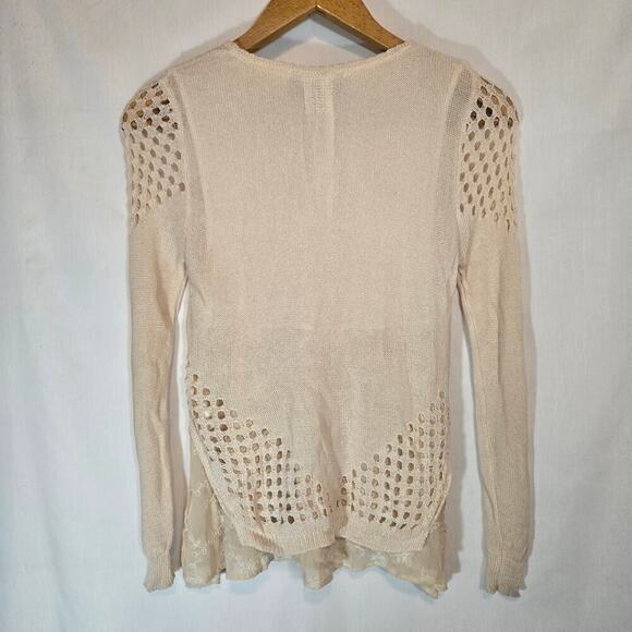 Anthropologie Sunday in Brooklyn Sweater Layered Cream Small Boho Grunge Tunic - Picture 7 of 8